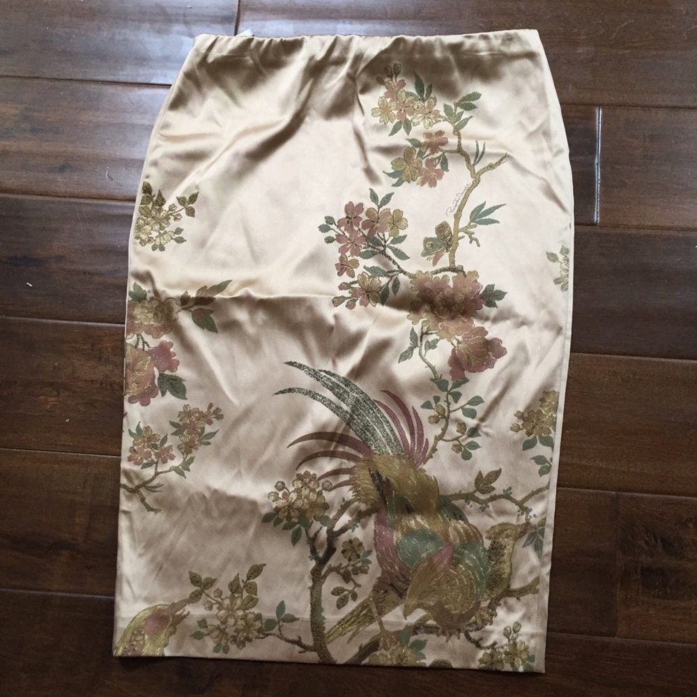 Silk Champagne colored floral Roberto Cavalli slip